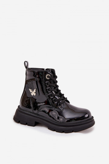 riscaldamento Stivali Infantile Al Castello con effetto vernice colore nero Alverina