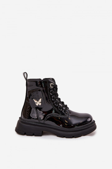 riscaldamento Stivali Infantile Al Castello con effetto vernice colore nero Alverina 2