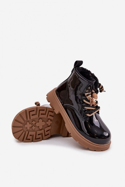 riscaldamento Stivali Infantile con effetto vernicePrzypinką Orsi di peluche colore nero Jovellea riscaldamento Stivali Infantile con effetto vernicePrzypinką Orsi di peluche colore nero Jovellea