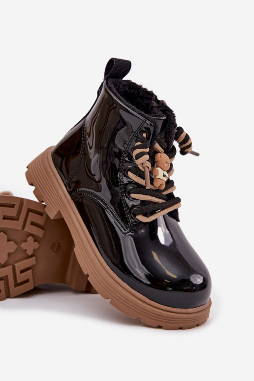 riscaldamento Stivali Infantile con effetto vernicePrzypinką Orsi di peluche colore nero Jovellea riscaldamento Stivali Infantile con effetto vernicePrzypinką Orsi di peluche colore nero Jovellea