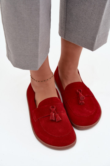 Pelle Mocassini in pelle scamosciata Typu Barefoot Zazoo 322 colore rosso