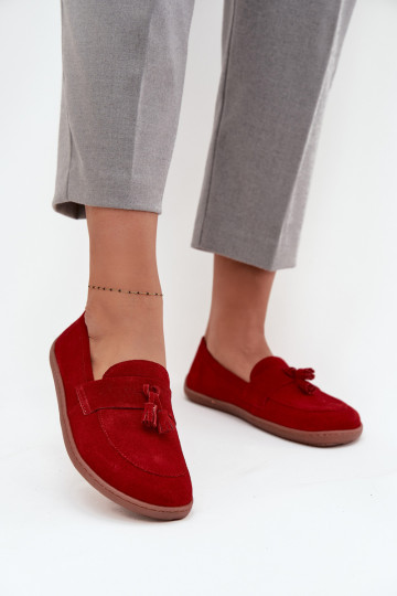 Pelle Mocassini in pelle scamosciata Typu Barefoot Zazoo 322 colore rosso 2