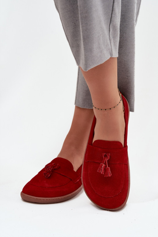 Pelle Mocassini in pelle scamosciata Typu Barefoot Zazoo 322 colore rosso