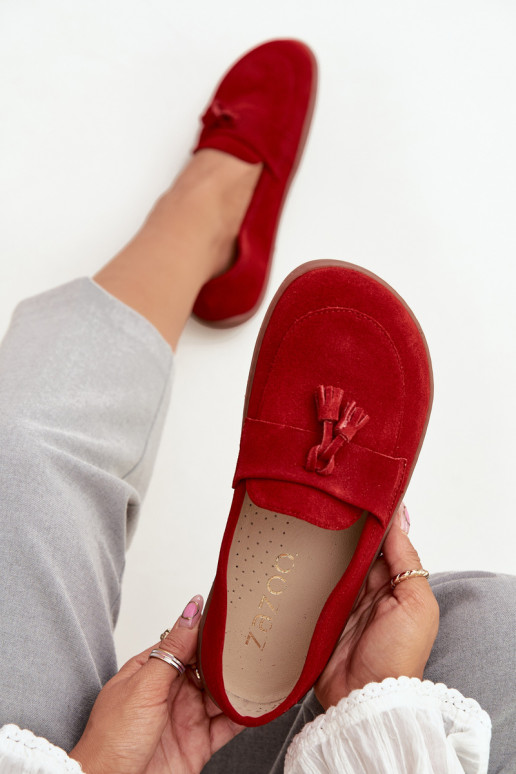 Pelle Mocassini in pelle scamosciata Typu Barefoot Zazoo 322 colore rosso