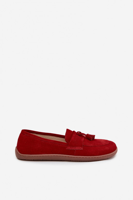 Pelle Mocassini in pelle scamosciata Typu Barefoot Zazoo 322 colore rosso