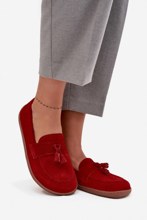 Pelle Mocassini in pelle scamosciata Typu Barefoot Zazoo 322 colore rosso