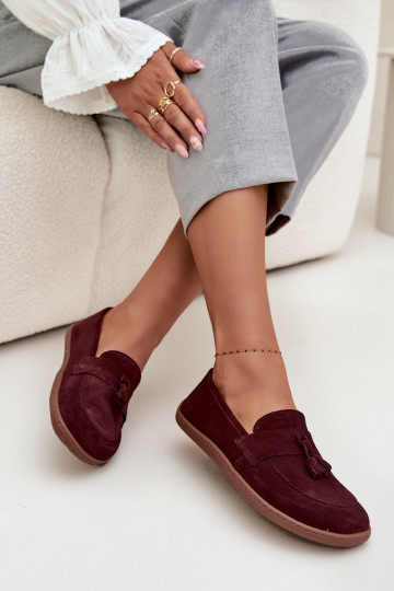 Pelle Mocassini in pelle scamosciata Typu Barefoot Zazoo 322 Borgogna