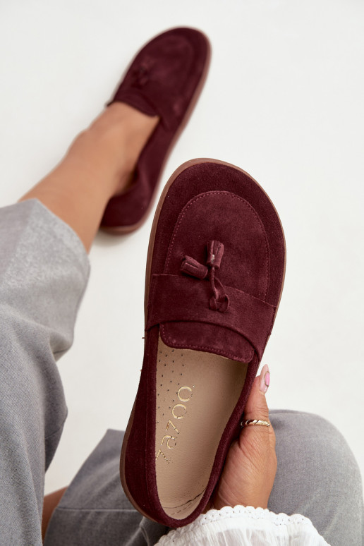 Pelle Mocassini in pelle scamosciata Typu Barefoot Zazoo 322 Borgogna