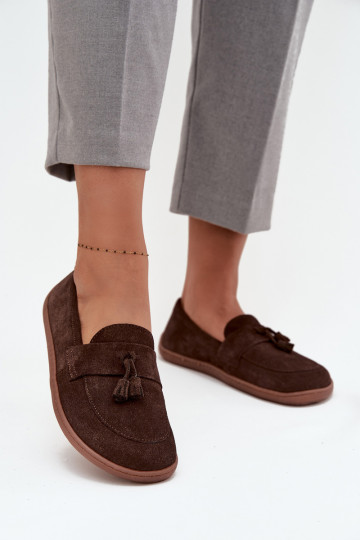 Pelle Mocassini in pelle scamosciata Typu Barefoot Zazoo 322 CzekoladoAe