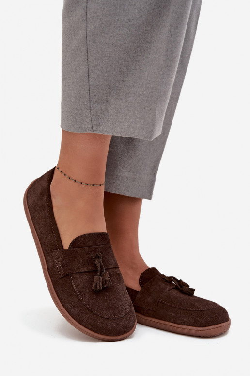 Pelle Mocassini in pelle scamosciata Typu Barefoot Zazoo 322 CzekoladoAe