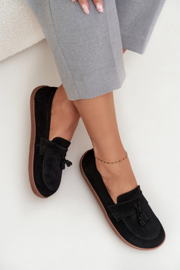 Pelle Mocassini in pelle scamosciata Typu Barefoot Zazoo 322 colore nero