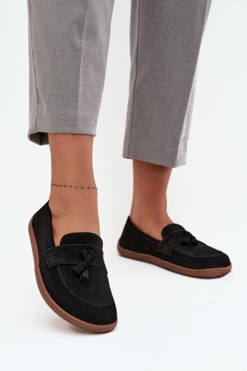 Pelle Mocassini in pelle scamosciata Typu Barefoot Zazoo 322 colore nero 2