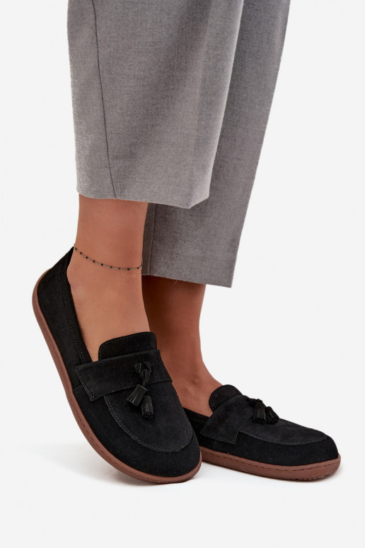 Pelle Mocassini in pelle scamosciata Typu Barefoot Zazoo 322 colore nero