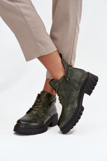 Basso riscaldamento Stivali da donna Klocke con tacchi decorati colore kaki Therisse