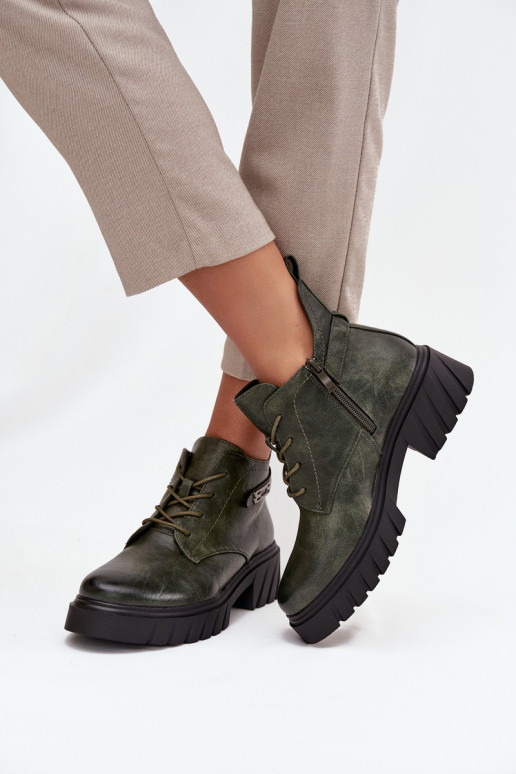 Basso riscaldamento Stivali da donna Klocke con tacchi decorati colore kaki Therisse Basso riscaldamento Stivali da donna Klocke con tacchi decorati colore kaki Therisse