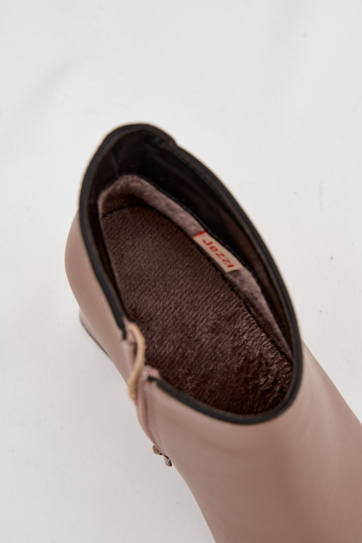 Pelle Stivali riscaldamento con i tacchi beige Ivessara