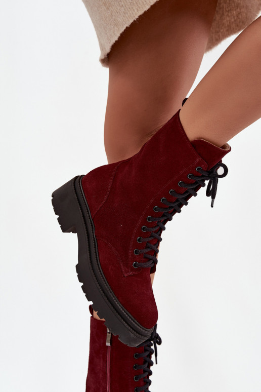 Stivaletti da lavoro FemminileAbilitatoturalnego dalla pelle scamosciata riscaldamento Zazoo 4213 Borgogna