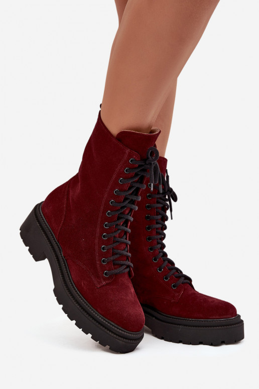 Stivaletti da lavoro FemminileAbilitatoturalnego dalla pelle scamosciata riscaldamento Zazoo 4213 Borgogna