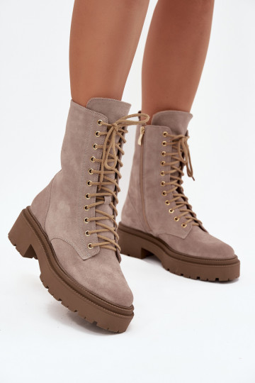 Stivaletti da lavoro FemminileAbilitatoturalnego dalla pelle scamosciata riscaldamento Zazoo 4213 beige