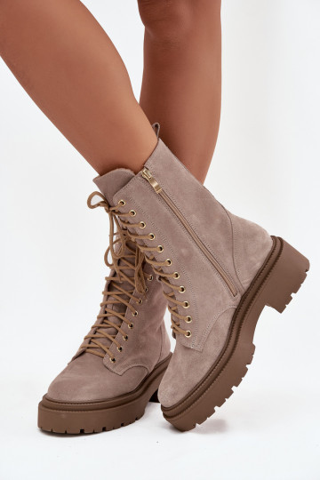 Stivaletti da lavoro FemminileAbilitatoturalnego dalla pelle scamosciata riscaldamento Zazoo 4213 beige 2