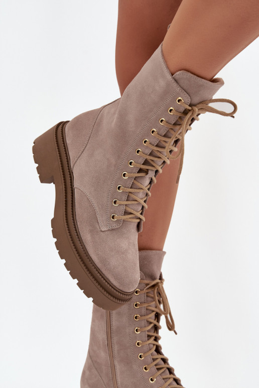 Stivaletti da lavoro FemminileAbilitatoturalnego dalla pelle scamosciata riscaldamento Zazoo 4213 beige