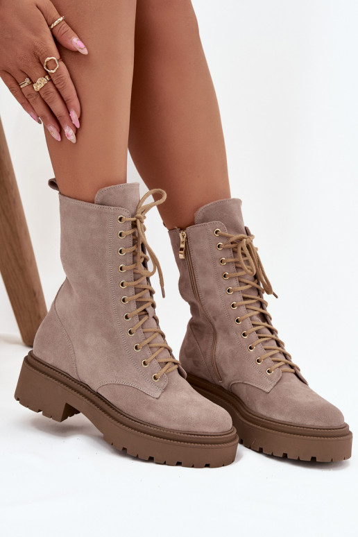 Stivaletti da lavoro FemminileAbilitatoturalnego dalla pelle scamosciata riscaldamento Zazoo 4213 beige