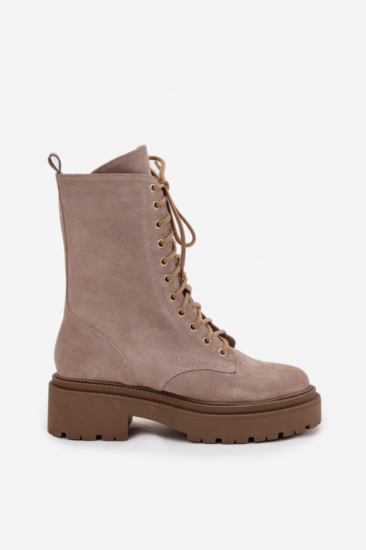 Stivaletti da lavoro FemminileAbilitatoturalnego dalla pelle scamosciata riscaldamento Zazoo 4213 beige