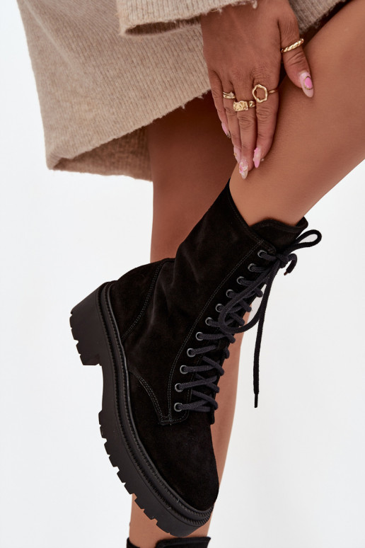 Stivaletti da lavoro FemminileAbilitatoturalnego dalla pelle scamosciata riscaldamento Zazoo 4213 colore nero