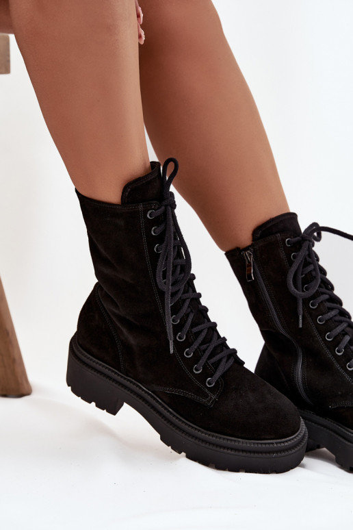 Stivaletti da lavoro FemminileAbilitatoturalnego dalla pelle scamosciata riscaldamento Zazoo 4213 colore nero