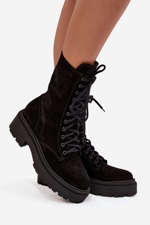 Stivaletti da lavoro FemminileAbilitatoturalnego dalla pelle scamosciata riscaldamento Zazoo 4213 colore nero