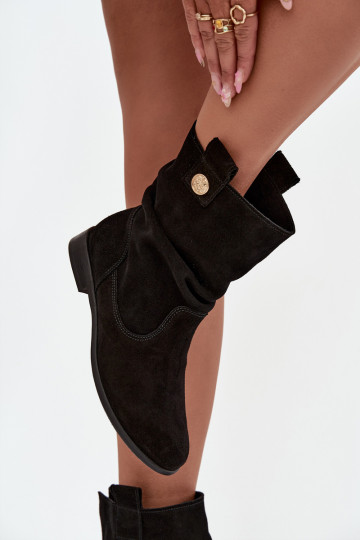 Pelle Scarpe scamosciate Femminile Con volant riscaldamento Zazoo 4210 colore nero 2