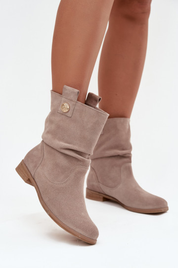Pelle Scarpe scamosciate Femminile Con volant riscaldamento Zazoo 4210 beige 2