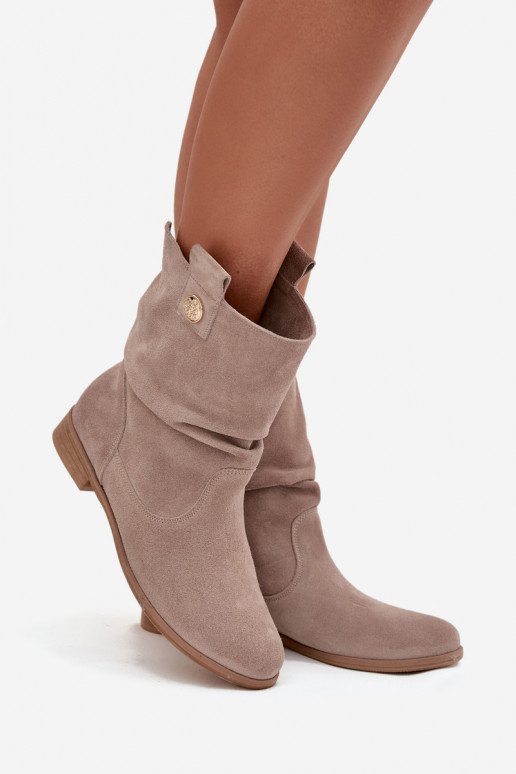 Pelle Scarpe scamosciate Femminile Con volant riscaldamento Zazoo 4210 beige