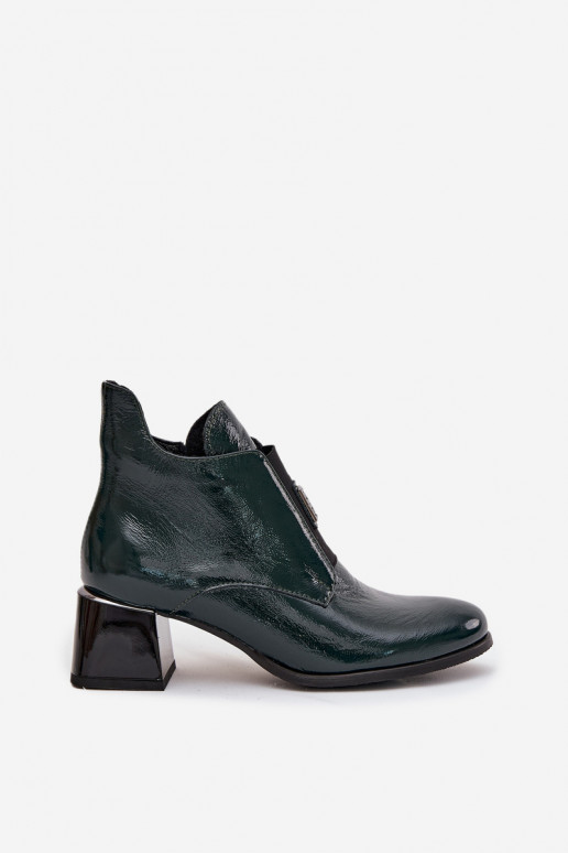 Pelle con effetto vernice Stivali Klocke Con decorazioni Detalem riscaldamento Zazoo 60560 colore kaki