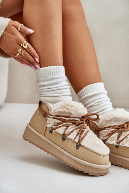 Basso Stivali da neve con una piattaforma con una pelliccia D.Franklin DFSH370011 beige