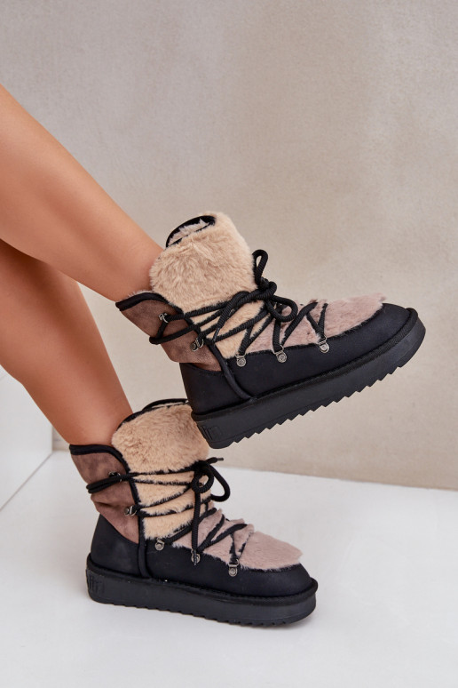 Stivali da neve Femminile con una pelliccia D.Franklin DFSH370012 colore nero