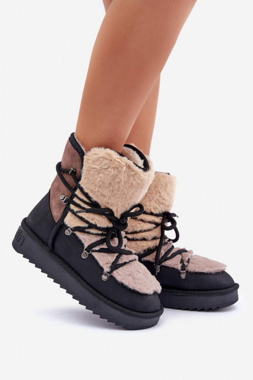 Stivali da neve Femminile con una pelliccia D.Franklin DFSH370012 colore nero