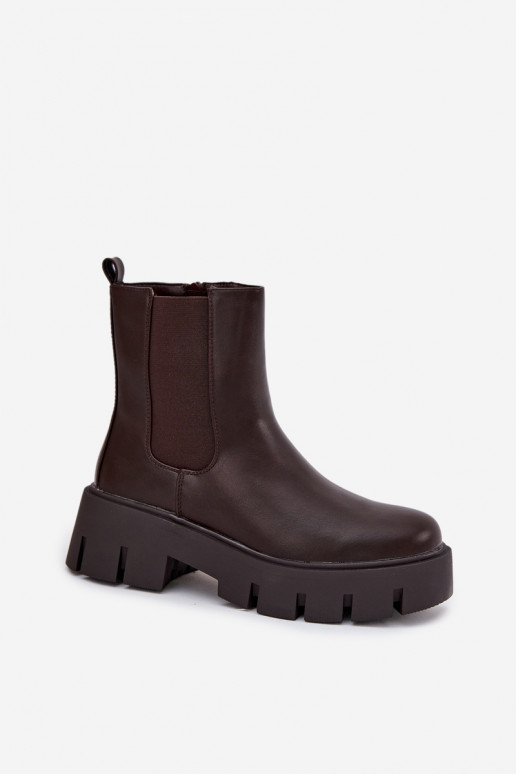 Stivaletti da donna stilosi e imbottiti in ecopelle marrone scuro "Fivienne" Stivaletti da donna stilosi e imbottiti in ecopelle marrone scuro "Fivienne"