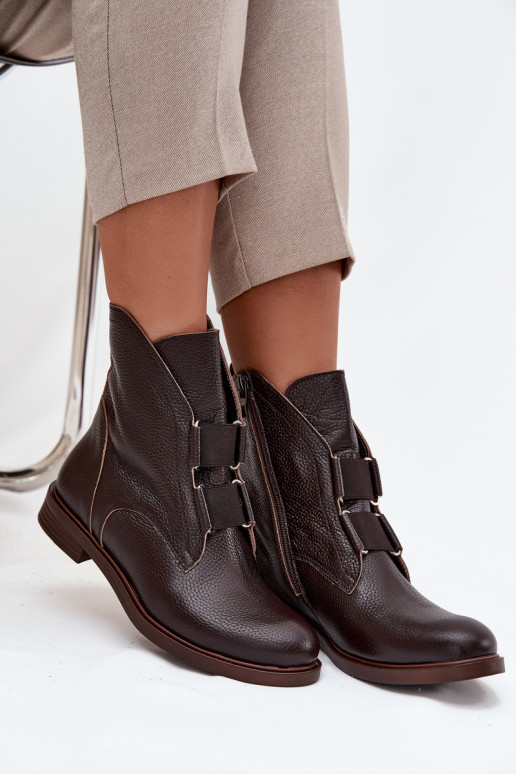 Stivali da donnaAbilitatoturalnej Skóry con tacchi larghi Zazoo 3842 CzekoladoAe