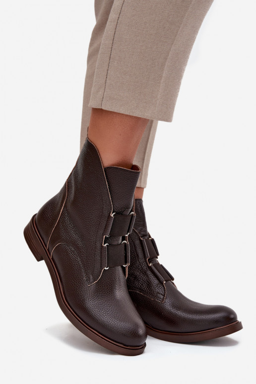 Stivali da donnaAbilitatoturalnej Skóry con tacchi larghi Zazoo 3842 CzekoladoAe