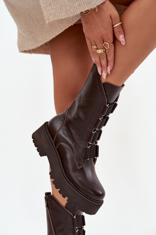 Stivali da donnaAbilitatoturalnej Skóry con una piattaforma Zazoo 3795 CzekoladoAe