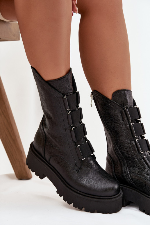 Stivali da donnaAbilitatoturalnej Skóry con una piattaforma Zazoo 3795 colore nero