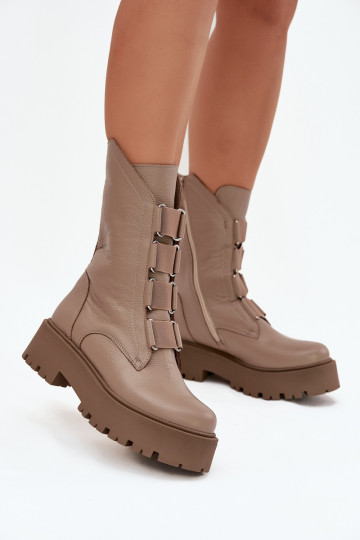 Stivali da donnaAbilitatoturalnej Skóry con una piattaforma Zazoo 3795 beige