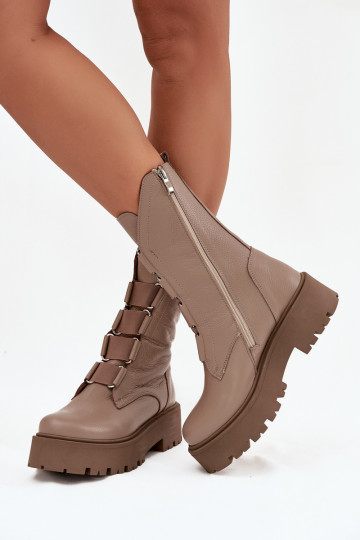 Stivali da donnaAbilitatoturalnej Skóry con una piattaforma Zazoo 3795 beige 2