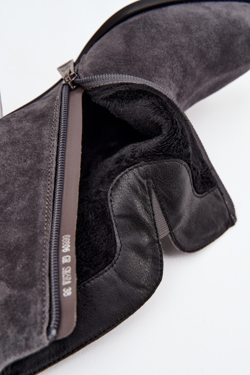 Stivali da donnaAbilitatoturalnego dalla pelle scamosciatau con i tacchi riscaldamento Vinceza 66806 colore grigio