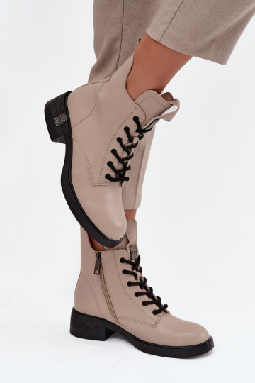 Pelle Stivali da donna Con tacco basso Vinceza 66818 beige