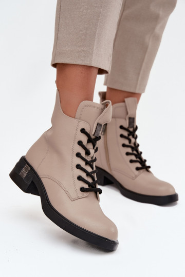 Pelle Stivali da donna Con tacco basso Vinceza 66818 beige 2