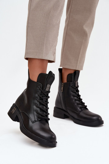 Pelle Stivali da donna Con tacco basso Vinceza 66818 colore nero