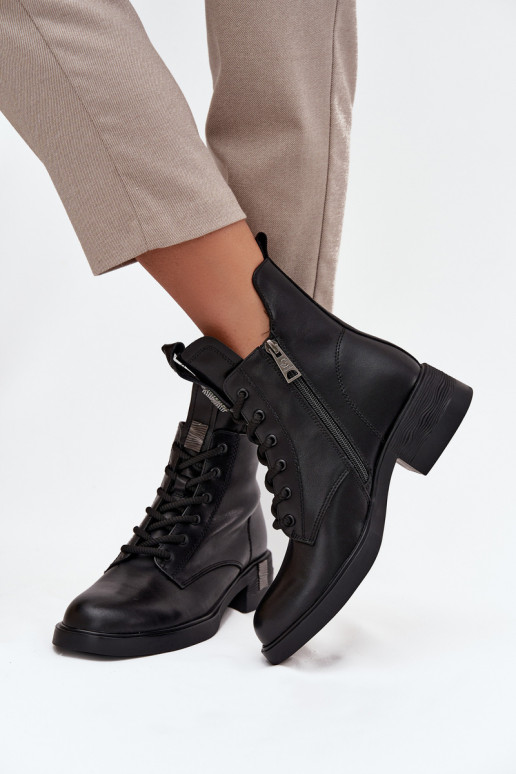 Pelle Stivali da donna Con tacco basso Vinceza 66818 colore nero