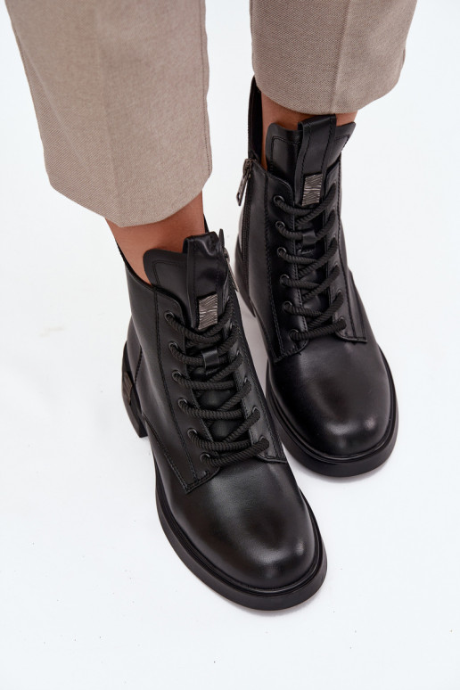 Pelle Stivali da donna Con tacco basso Vinceza 66818 colore nero